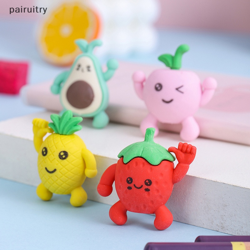 Prt Random Lucu Kreatif Penghapus Boneka Buah Dengan Lubang Mini Eraser Kawaii Stationery Sekolah Kantor Perlengkapan Koreksi Anak Karet PRT