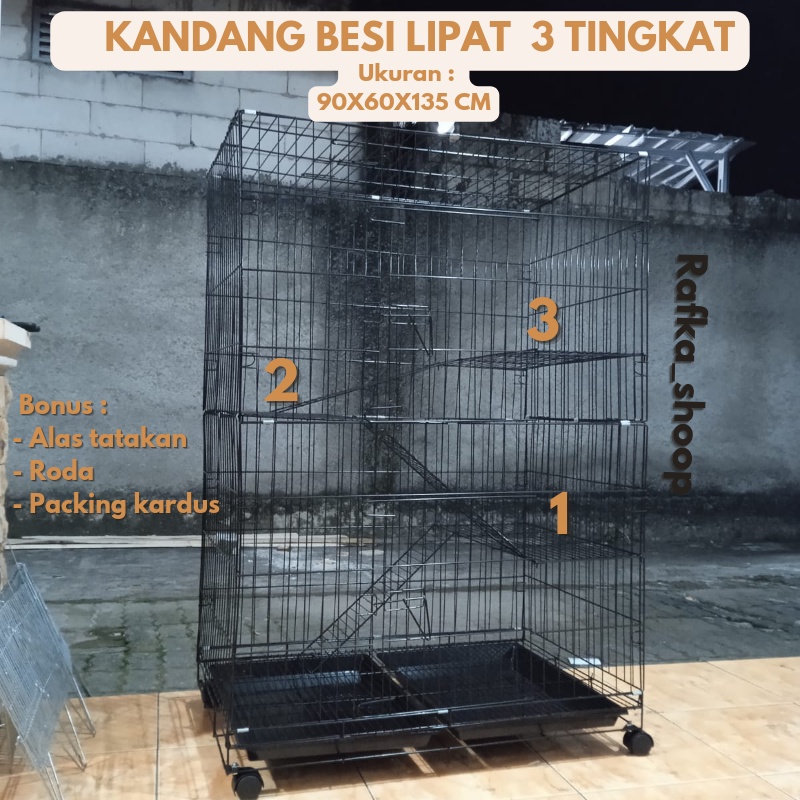 KANDANG KUCING 3 TINGKAT BESI TEBAL UKURAN 90X60X135CM  KANDANG HEWAN KANDANG KELINCI KANDANG ANJING