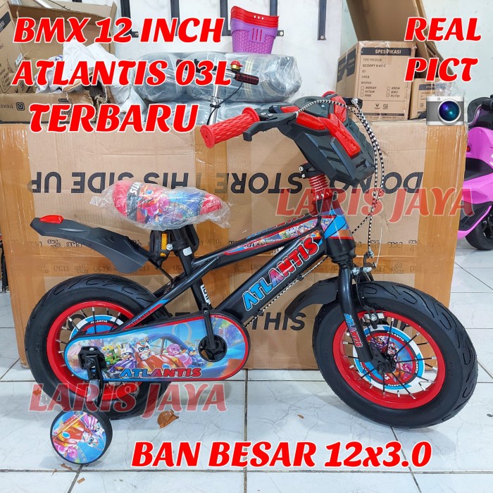 Sepeda anak laki laki bmx 12 inch atlantis sepeda anak 12 in atlantis - Hitam