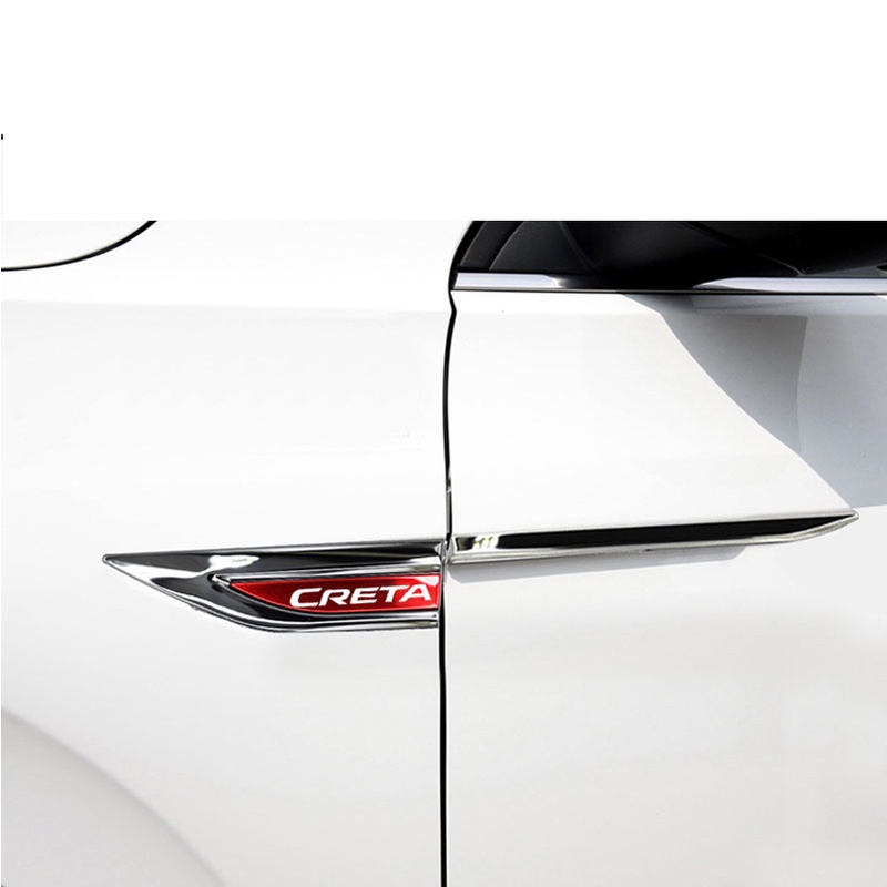 1set Stiker Logo Sisi Fender Metal Mobil Stainless Steel (Kiri Kanan) Untuk Hyundai Creta GS GC SU2 2021 2022 2023 Aksesoris