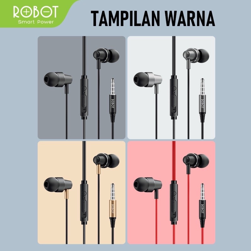 Robot Headset RE240S Handsfree Wired Powerful Bass High Sound Earphone Garansi Original Resmi