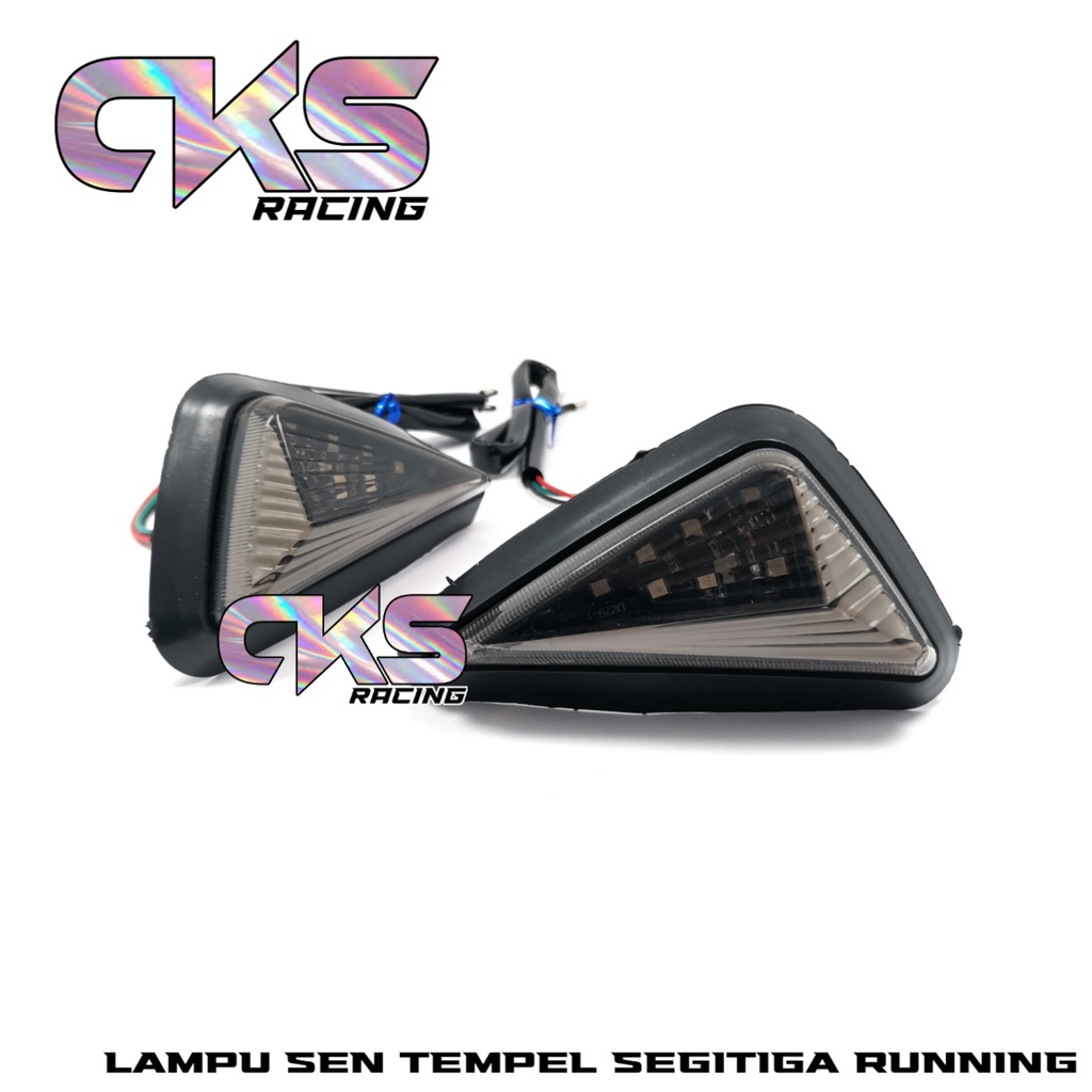 King Diamond89 Sein Tempel Segitiga Model Neon Led 2 Mode Running Lampu Sen Tempel Segitiga Besar Buat Cbr150r ,R15 v2 ,R15 v3 ,R25 ,Ninja ,Gsx Dan Motor Lainnya Universal [KING89]