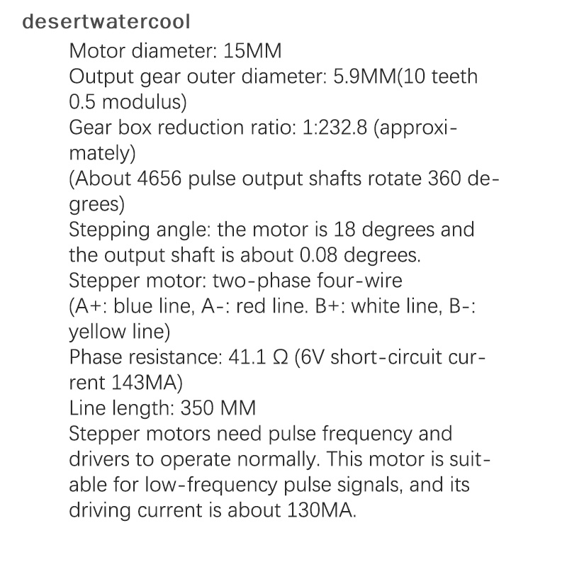 Deid Metal Gear Stepper Motor Diameter 15mm Presisi Tinggi Dua Fase Empat-Kawat Micro Motor Presisi Instrumen DC Motor Martijn