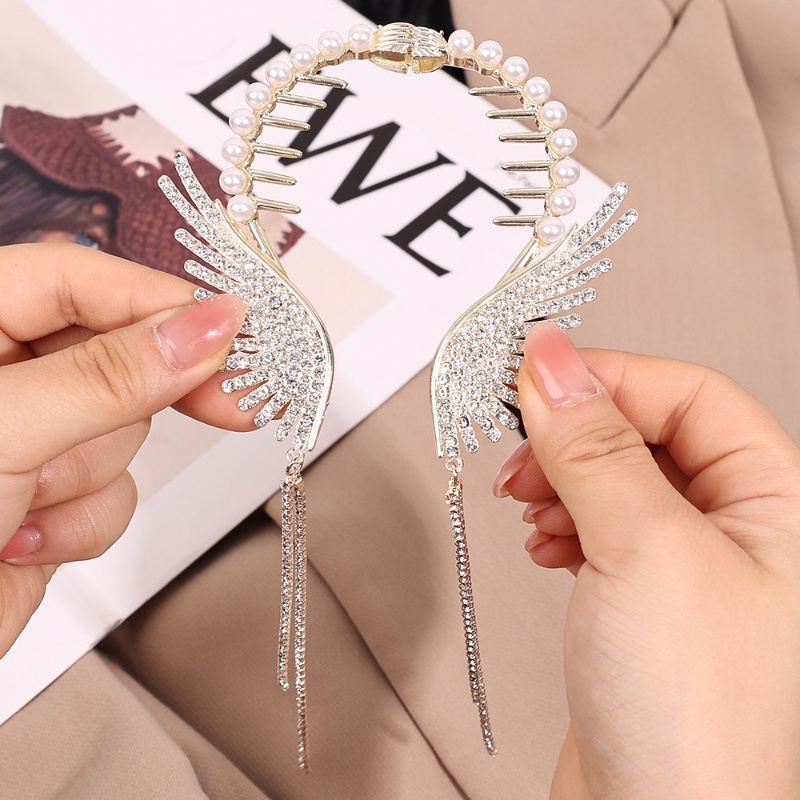 Korea INS Gaya Sederhana Gadis Wanita Aksesoris Rambut Mutiara Kristal Vintage Populer Kupu-Kupu Rumbai Jepit Rambut Hair Clip Headwear Hair Pins Ponytail Holder Elegan