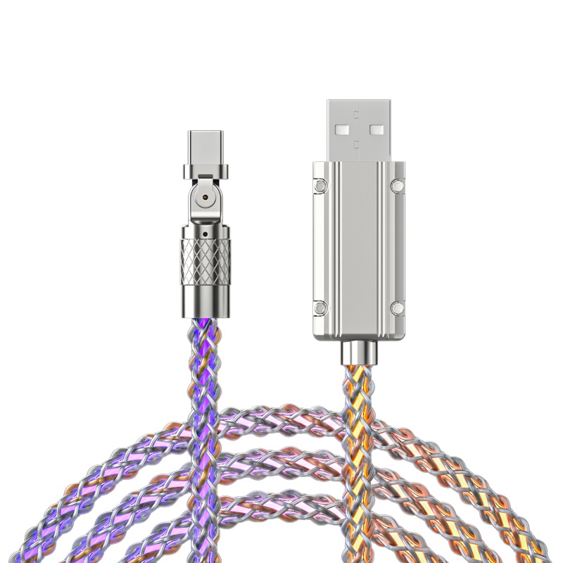 6a 120W Zinc alloy Dengan Kabel Lampu Pengisian Cepat Micro USB Tipe C Kabel Untuk Telepon iPhone Data USB Cord