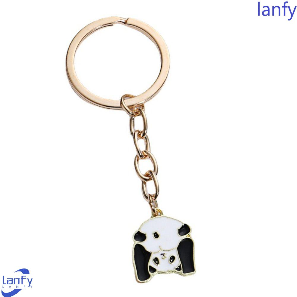 Lanfy Panda Gantungan Kunci Mobil Hadiah Kreatif Car Key Holder Jewelrys Ornamen Ransel Liontin Gantung Dekorasi Gantungan Kunci Hewan