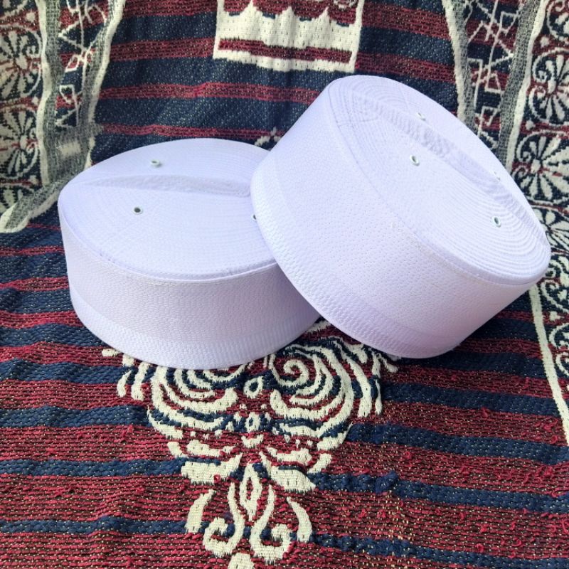 Peci Songkok Recca Bugis Putih HABAIB Peci Putih Haji tinggi 7 cm Peci Recca Bugis Makassar Peci bug