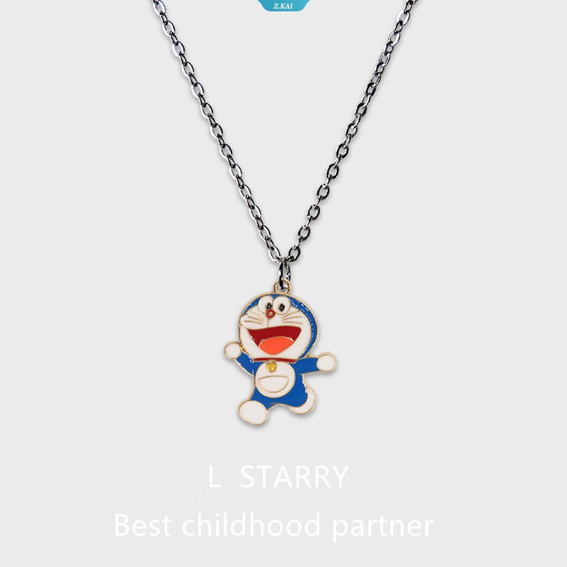 Kalung Liontin Pasangan Doraemon Kartun Warna Kalung Rantai Stainless Steel Hewan Lucu Paduan Liontin Mahasiswa Anak Kalung [ZK]