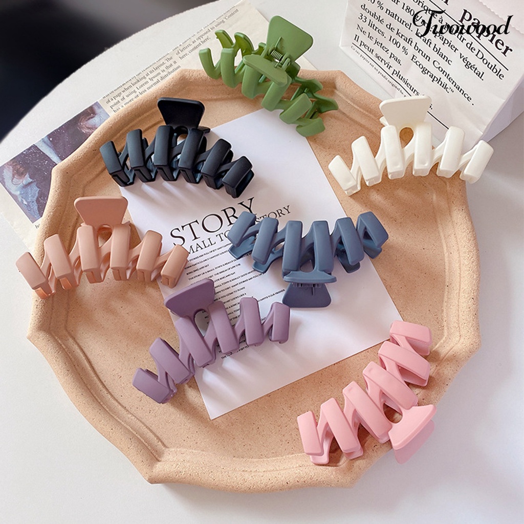 Twowood Head Clip Trendy Indah Cakar Kuat Ukuran Besar Ramah Lingkungan Daily Styling Resin Warna Solid Hiu Klip Aksesoris Rambut