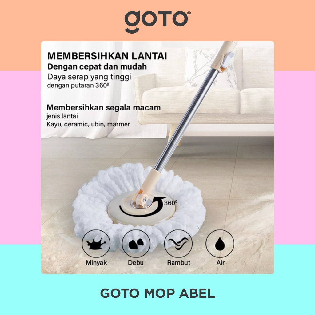 Goto Abel Alat Pel Lantai Pembersih Lantai Spin Mop Ultra