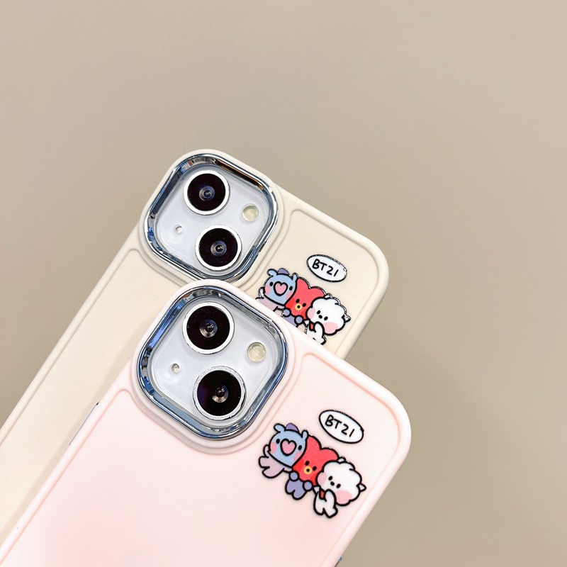 All New Electroplated Camera Skin Silicone Soft Case IPhone 11 12 13 14 Pro Max Women's Fashion Gift Cute Cartoon Phone Case The BT Pink White