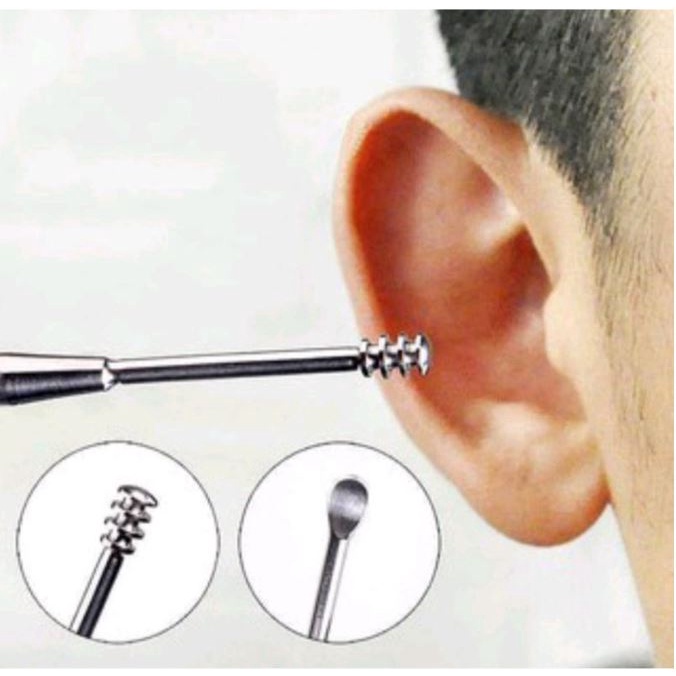 (NCS) Korek Kuping Set 5 Pcs Alat Pembersih Kotoran Telinga Bahan Stainless Steel Anti Karat Ear Wax Cleaner Besi Earwax