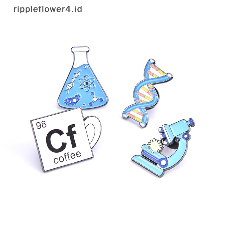 {rippleflower4.id} Pin Enamel Ipa Mikroskop Kimia Molekul DNA Bioical Logam Bros~