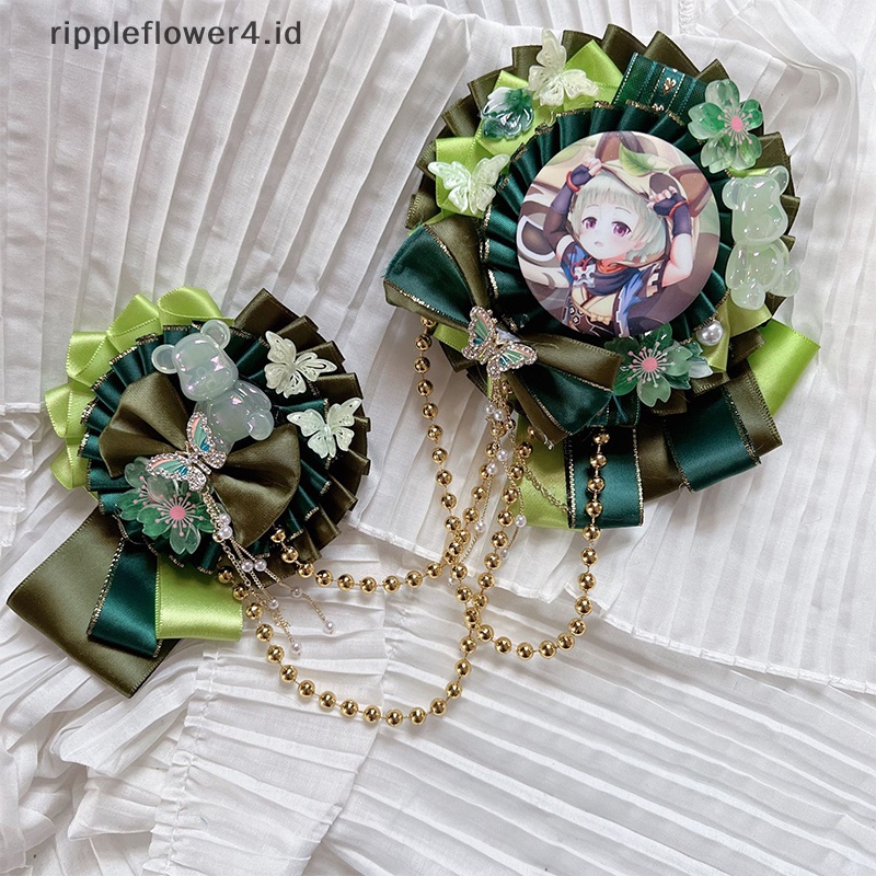 {rippleflower4.id} Anime Badge Holder Sutra Logam Manis Desain Retro Dekorasi Aksesoris Lolita Anime Lencana Pin Bros Pita Bowtie Ransel Badge Holder Tas Aksesoris~