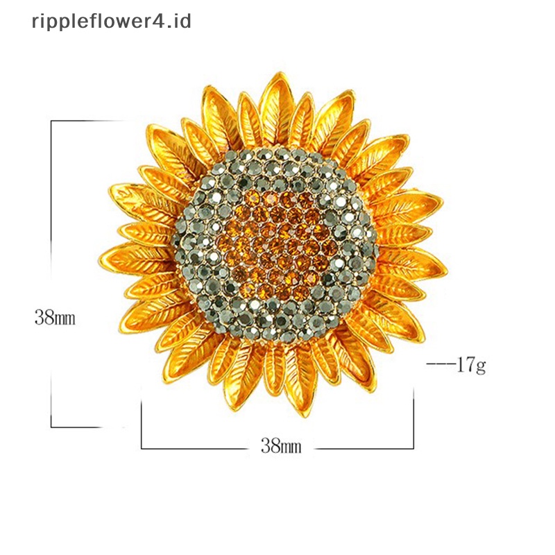 {rippleflower4.id} 1pc Perhiasan Menawan Bunga Matahari Bunga Kuning Berlian Imitasi Kristal Bros Pin~