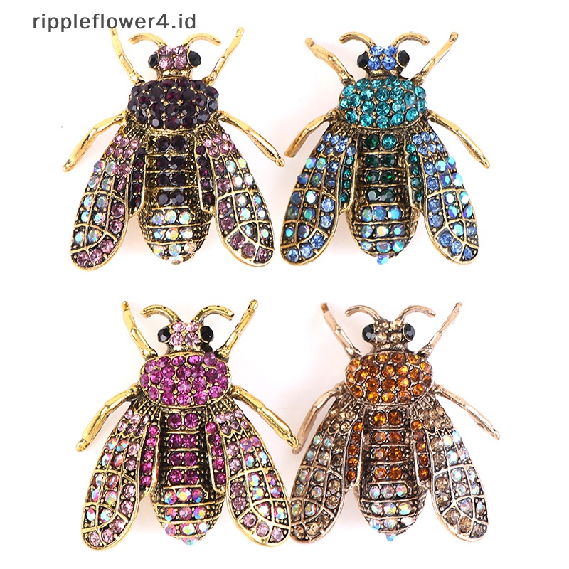 {rippleflower4.id} 1pc Indah 3D Bumble Bee Bros Wanita Anak Gadis Fashion Berlian Imitasi Bros~