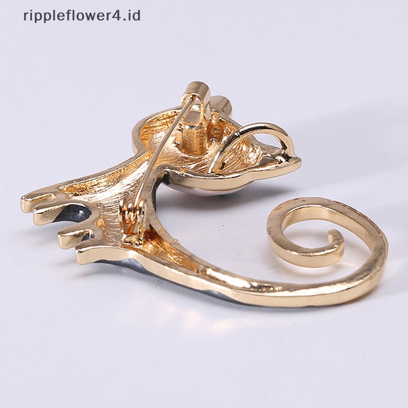 {rippleflower4.id} 1pcs Enamel Lucu Kucing Bros Untuk Wanita Kitty Pin Brooch 2warna Perhiasan Hewan~