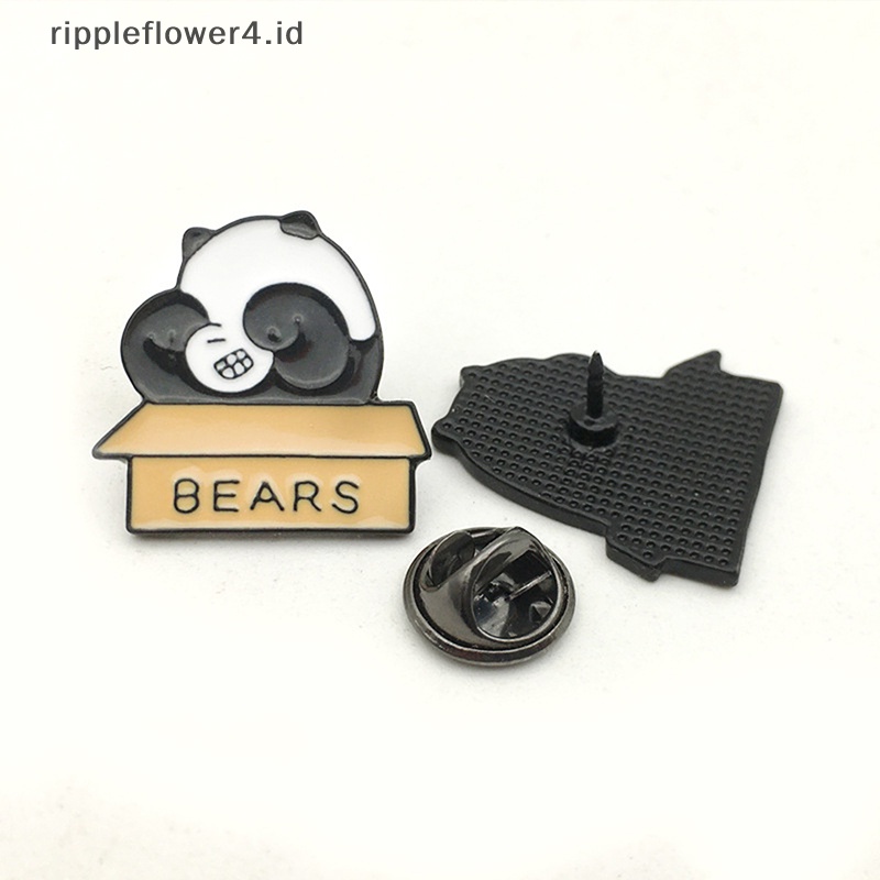 {rippleflower4.id} Bros Enamel Panda Kecil Lencana Pin Tas Kerah Dekorasi Aksesoris Perhiasan~