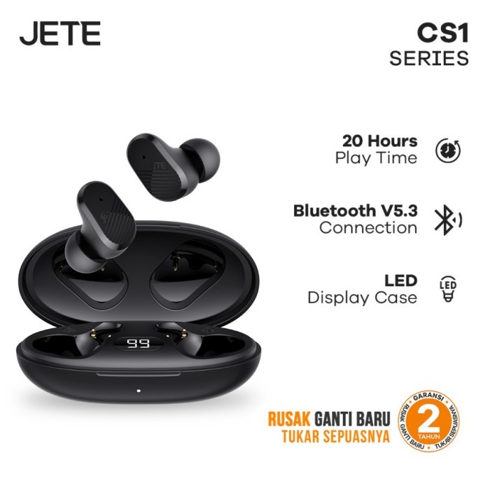 JETE TWS CS1 | Headset Bluetooth 5.3 with LED Display - Garansi RESMI