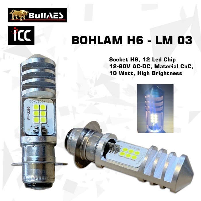 LAMPU MOTOR DEPAN LED H6 12 MATA MOTOR BEBEK MATIC AC DC