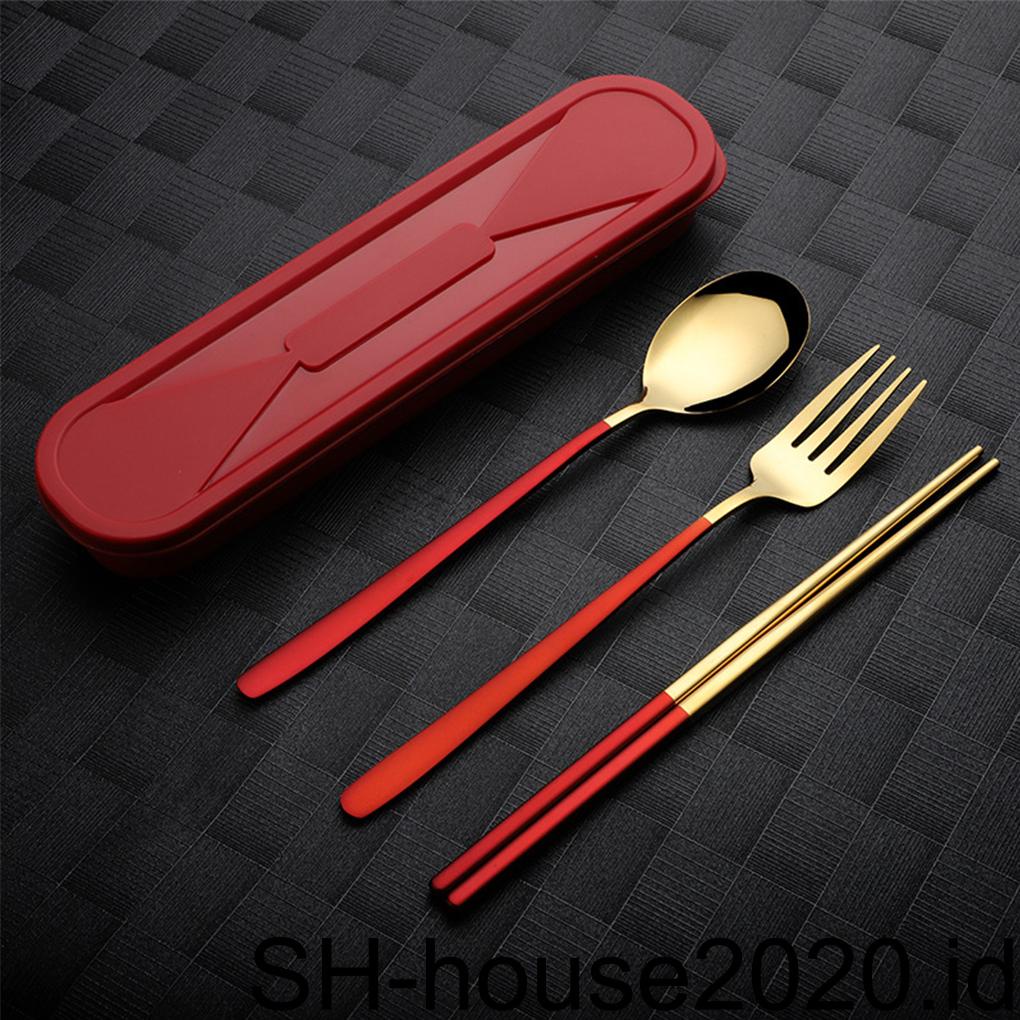 Peralatan Dapur304Aksesoris Travel Desain Sederhana Portabel Stainless Steel Dengan Snap-Cocok PP Untuk Sarapan Makan Siang Makan