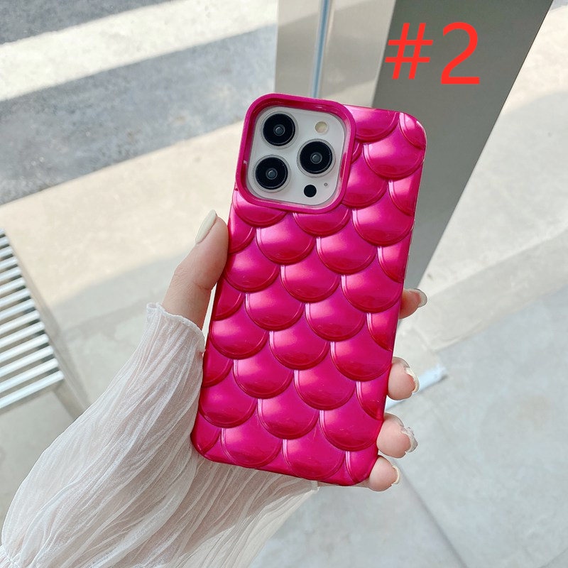 So Nice！Scale Style Mermaid Soft Silicon Case iP iPhone 12 13 14 Pro Max 11 FTD 7Colors Casing Apple