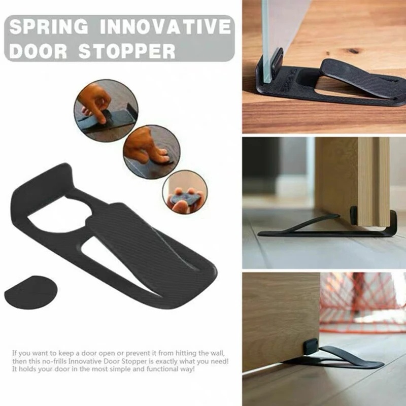 Kreatif Tak Terlihat Door Stopper Removable Door Bottom Bracket Spring Door Open Wedge Shaped Holder Penahan Penahan Pengganjal Pintu Multifungsi Pelindung Dinding Peningkatan Keselamatan Rumah