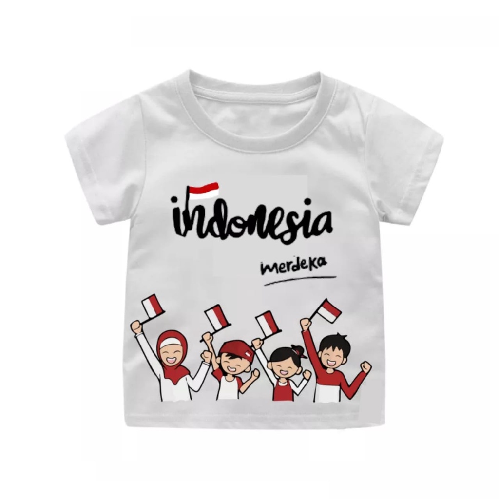 HappyOliver Kaos Baju Anak Kemerdekaan Indonesia 17 Agustus HUT RI ke 78 TH / merah putih bahan katun combed