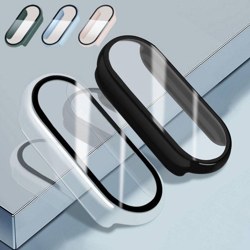 Hard Edge Shell Film Pelindung Layar Kaca Full Case Untuk Xiaomi Mi Band8 7 6 5 4 Smart Miband Cover Gelang Aksesoris