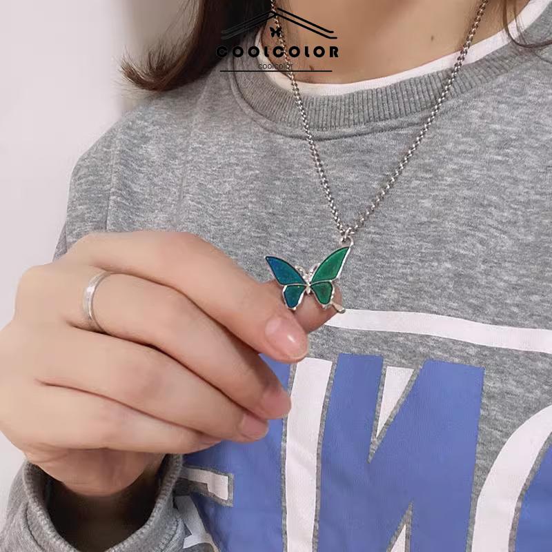 COD❤️Kalung Wanita Kupu-kupu Bervariasi Warna Desain Antik Yang Indah Hadiah Pasangan- cl