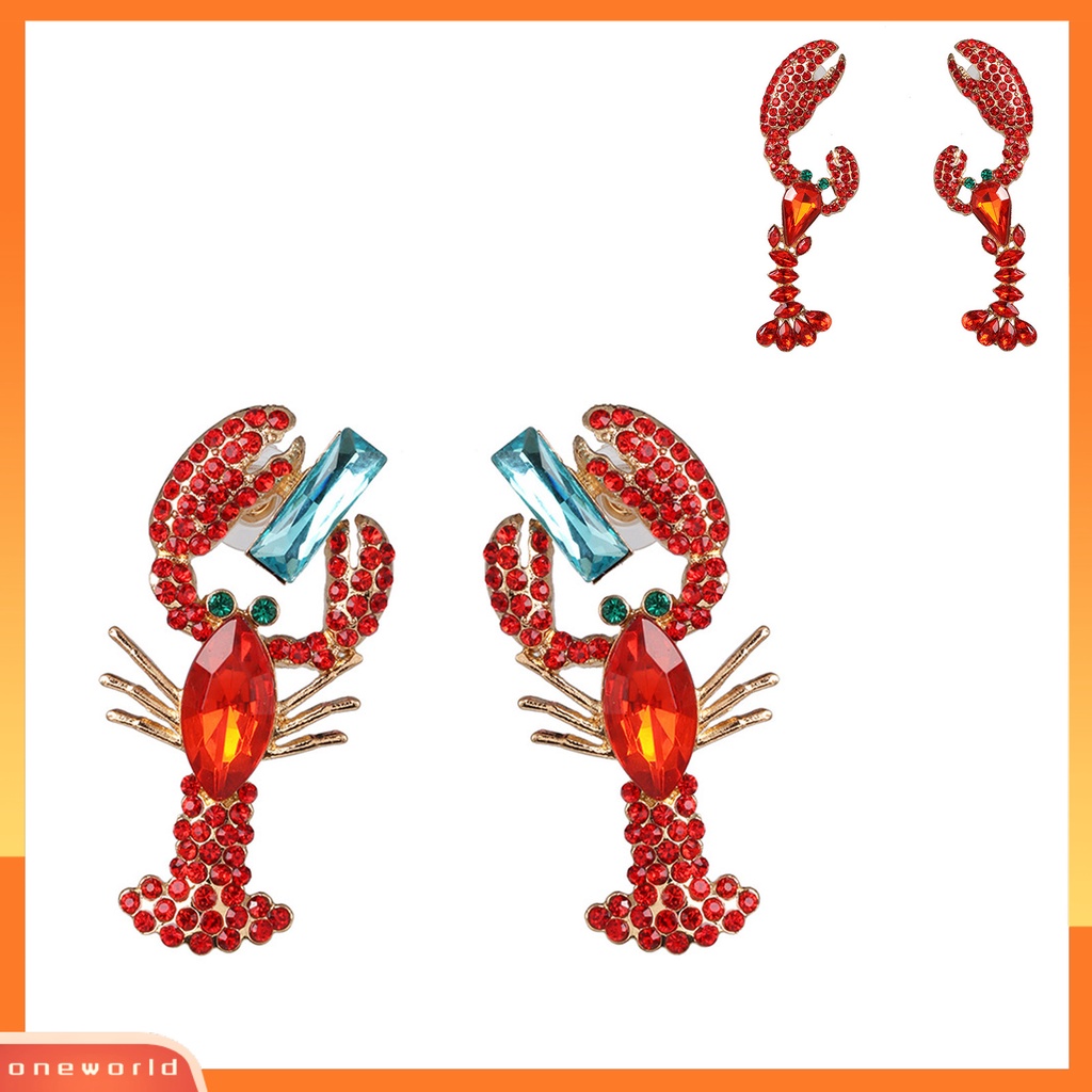 [WOD] Anting Menjuntai Kreatif Berlian Imitasi Hidup Lucu Lobster Sexy Eardrop Untuk Hadiah
