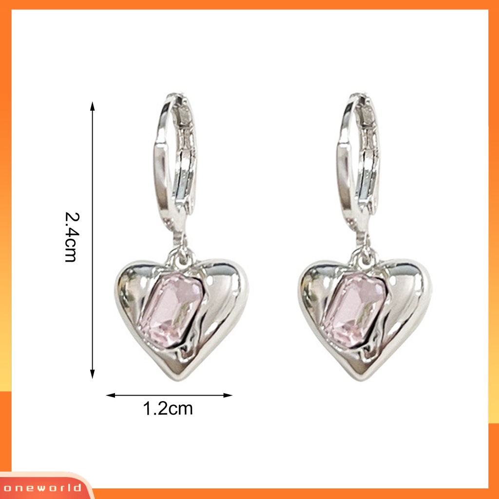 [WOD] 1pasang Anting Wanita Pengerjaan Halus Eye-catching Anti-Oksidasi Tahan Aus Telinga Tahan Luntur Liontin Bentuk Hati Manis Keren Drop Pendant Earrings Untuk Pacaran