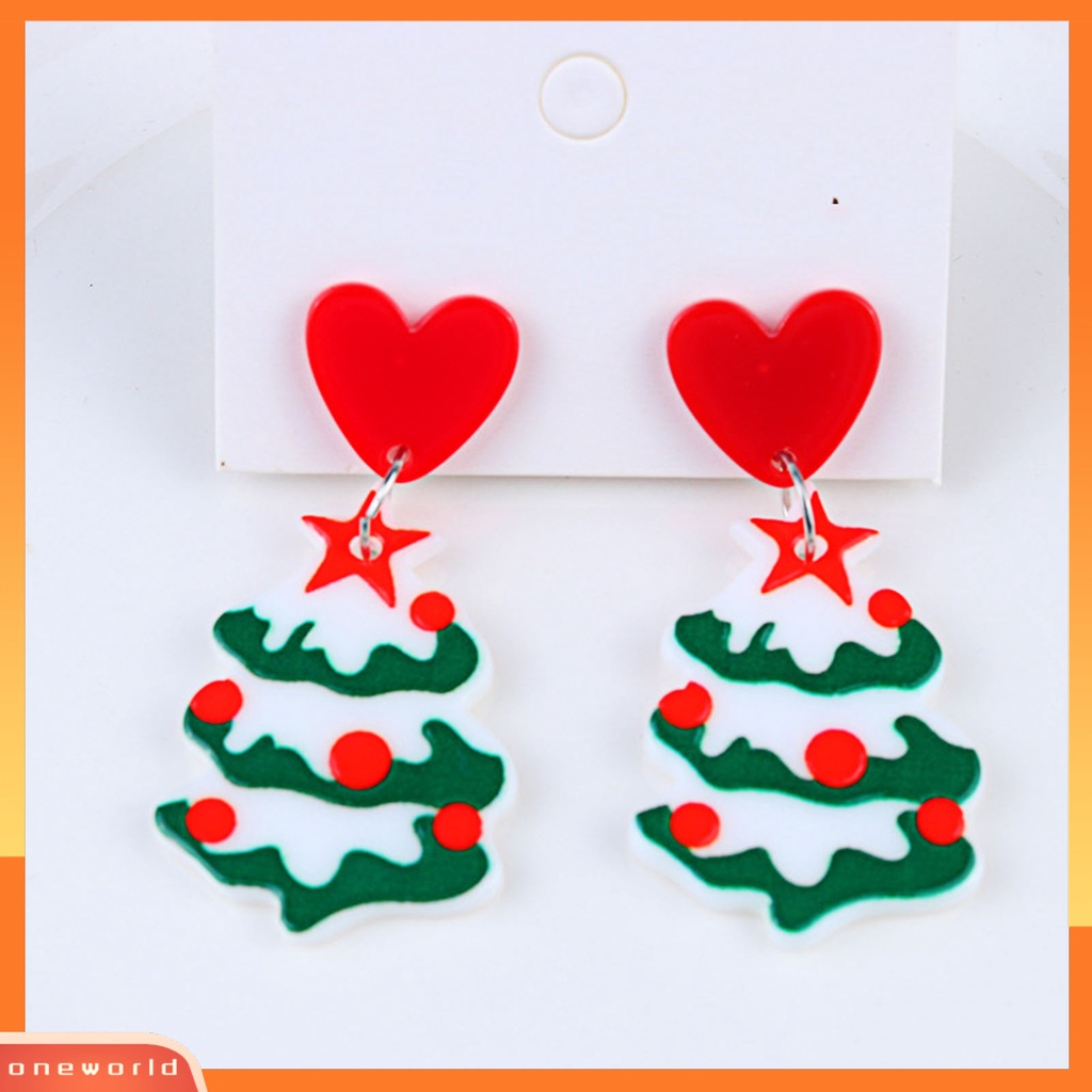 [WOD] 1pasang Anting Menjuntai Lonceng Natal Dress Up Wanita Warna Kontras Kartun Anting Menjuntai Untuk Xmas