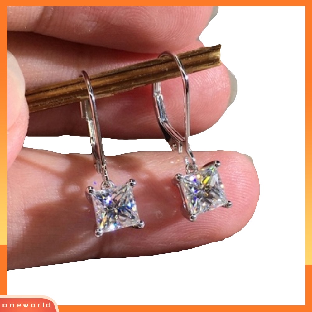 [WOD] Fashion Wanita Putri Potong Cubic Zirconia Menjuntai Leverback Earrings Perhiasan Hadiah