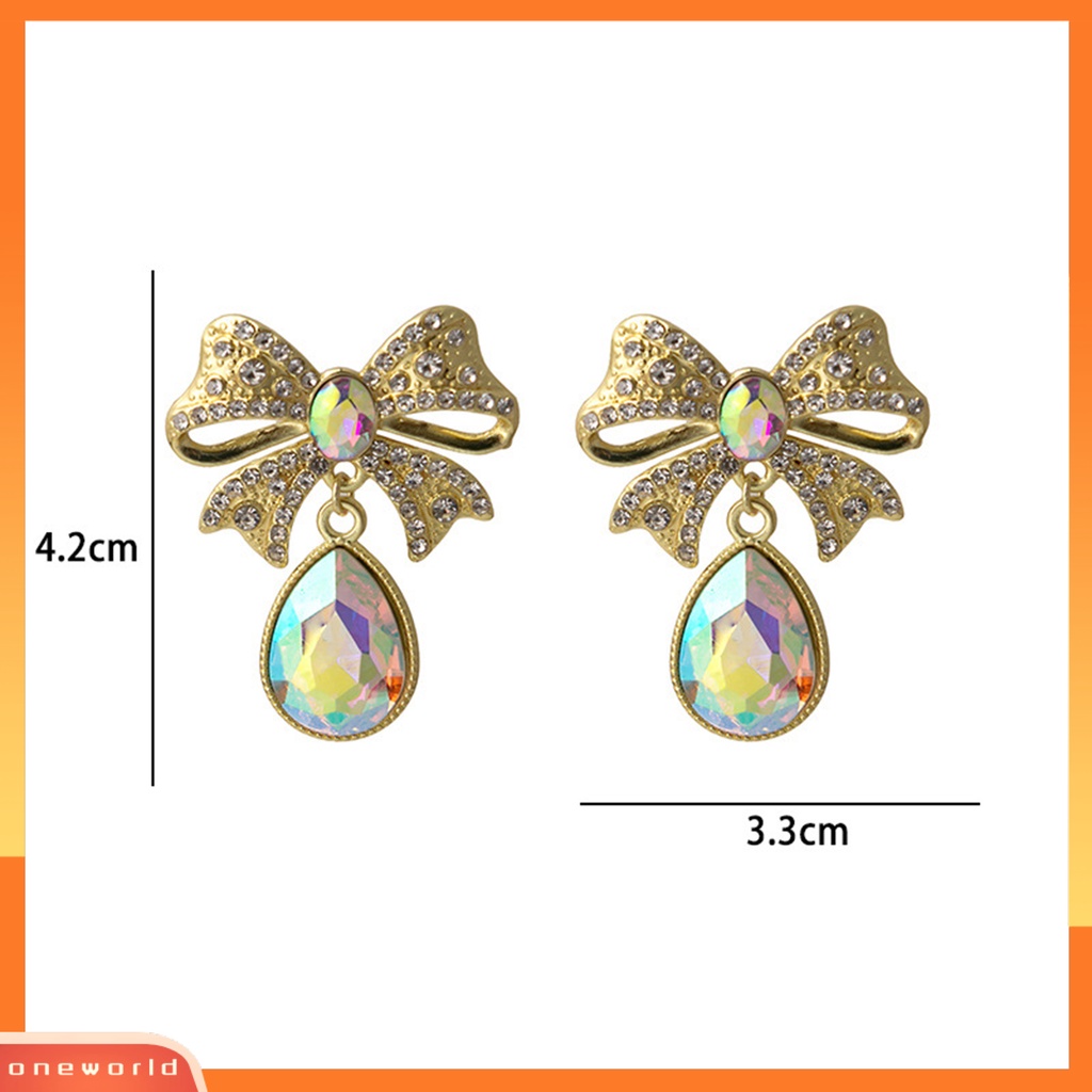 [WOD] Anting Menjuntai Warna-Warni Kristal Imitasi Tetesan Air Gaya Vintage Romantis Hadiah Mempesona Berlian Imitasi Ikatan Simpul Ear Studs Untuk Pesta