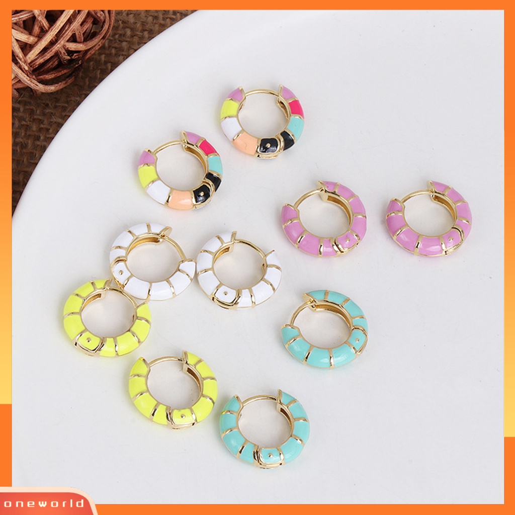[WOD] 1pasang Anting Hoop Wanita Bulat Gaya Bohemia Etnik Warna-Warni Women Earrings Untuk Hadiah