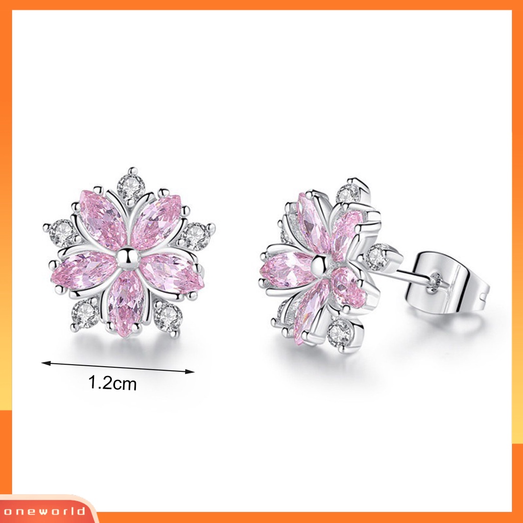 [WOD] 1pasang Anting Pejantan Cherry Dekorasi Perhiasan Sparkling Bentuk Bunga Stud Earrings Hadiah Ulang Tahun