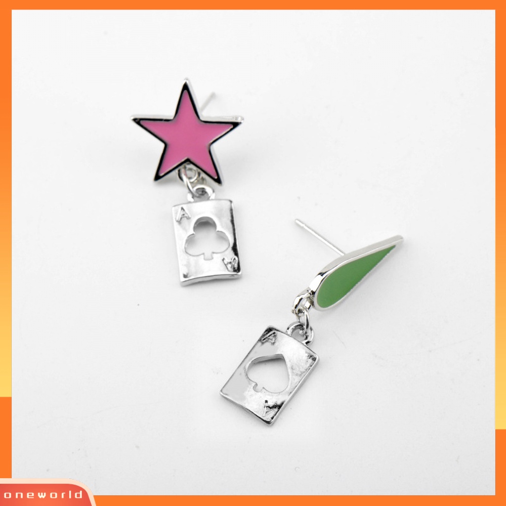 [WOD] Hunter Anime Cosplay Poker Joker Ear Stud Earring Untuk Aksesoris Perhiasan Hisoka