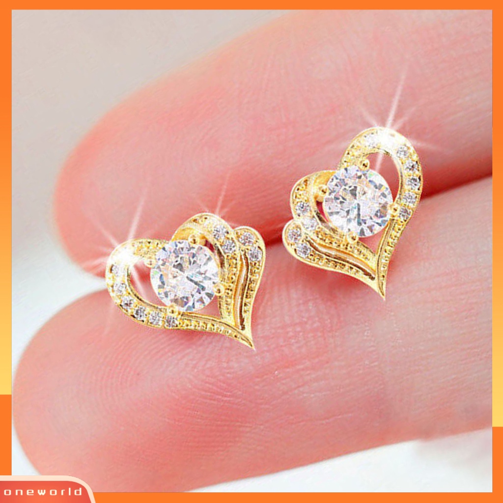 [WOD] 1pasang Anting Wanita Berbentuk Hati Fashion Perhiasan Alloy Woman Ear Studs Jewelry Gift Untuk Pesta