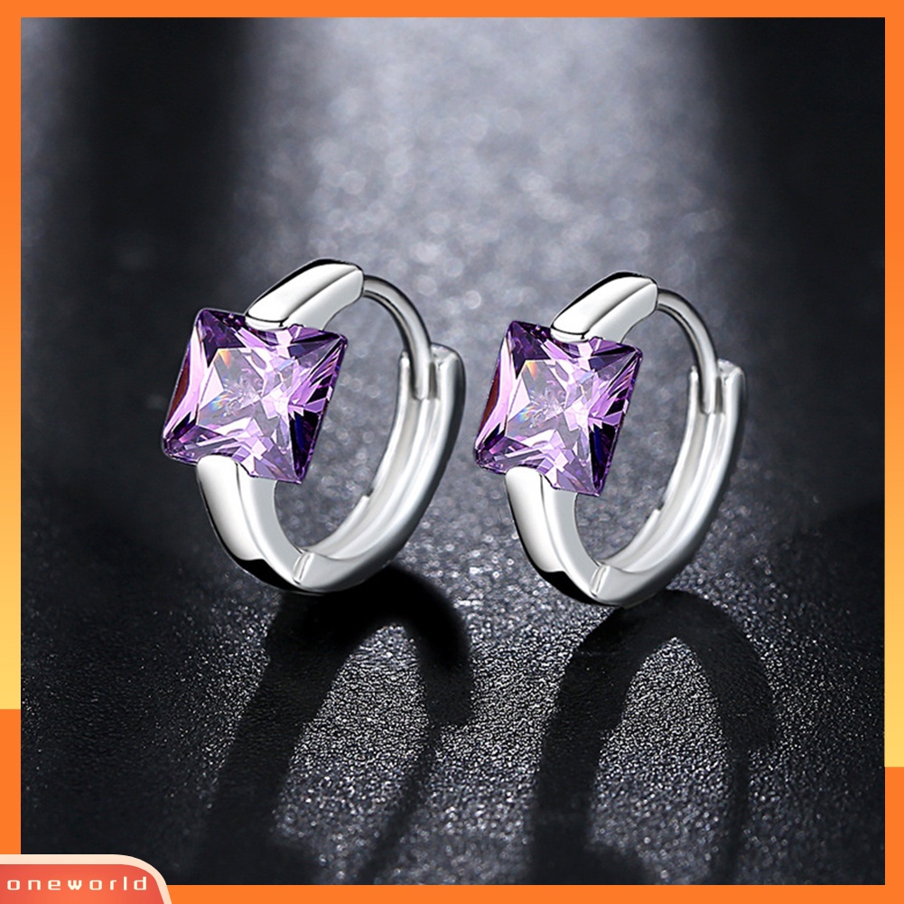 [WOD] Fashion Wanita Cubic Zirconia Hias Huggie Anting Hadiah Perhiasan Pesta Pernikahan