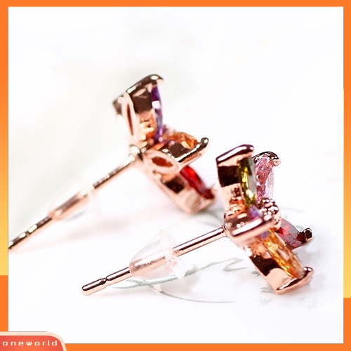 [WOD] Fashion Wanita Cantik Multicolor Zirkon Bunga Telinga Studs Earrings Perhiasan