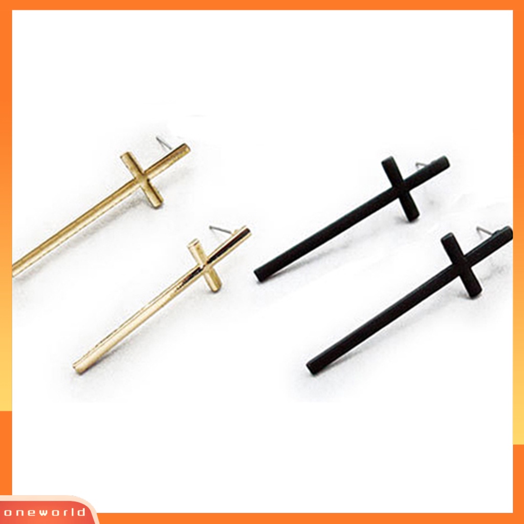 [WOD] Unisex Vintage Rock Punk Gothic Pesona Anting Salib Pecinta Ear Studs Hadiah