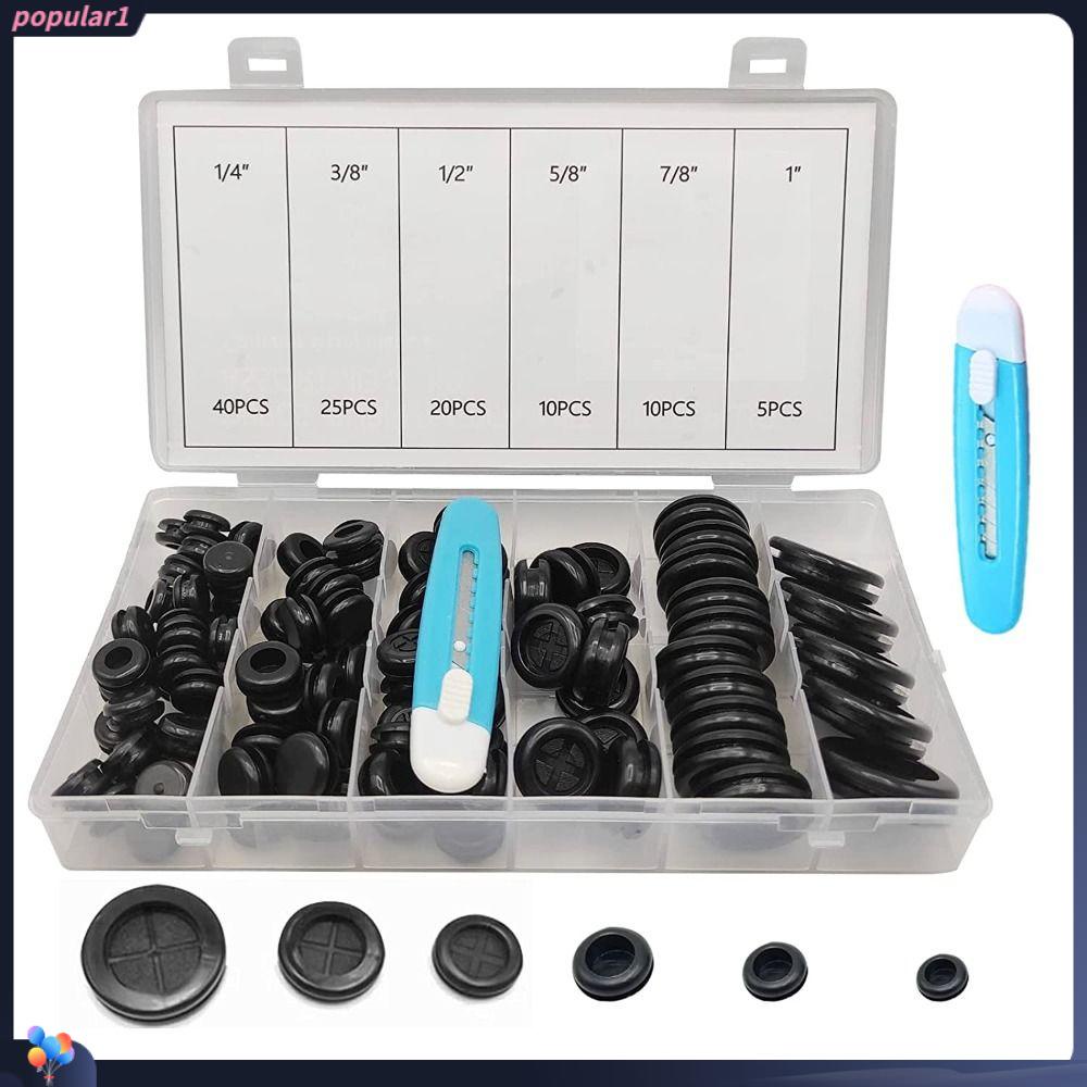 Populer 110pcs Rubber Grommet1 /4&quot; 3 /8&quot; 1/2&quot; 5/8&quot; 7/8&quot; 1&quot; Steker Lubang Bor Bulat