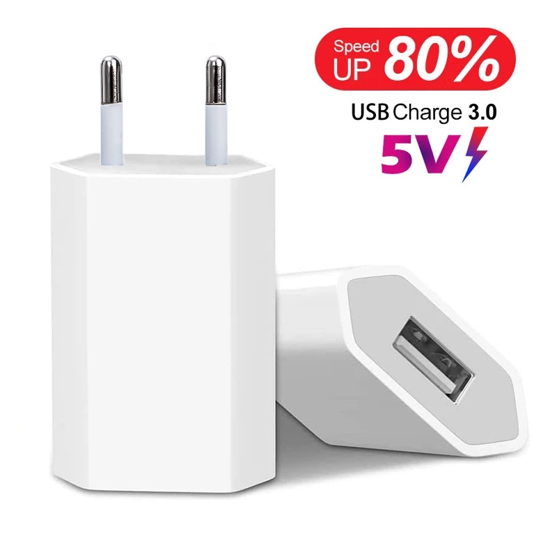 5v 1A Tahan Lama EU Plug USB Charger/Praktis Portable Oval Quick Charging Travel Plug/Universal Tablet Laptop Ponsel Charging Adapter/3C Aksesoris