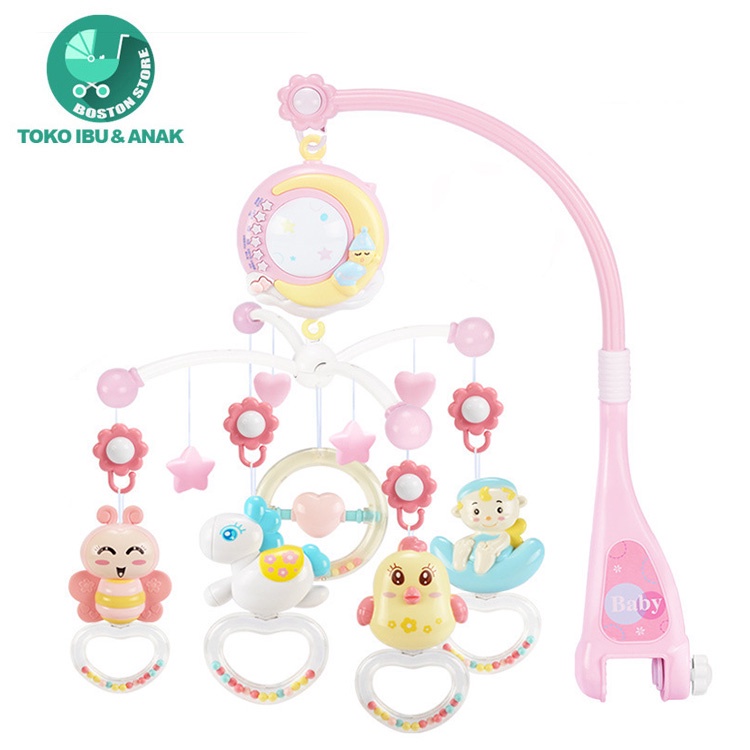 Bostonstore Mainan Box Tempat Tidur Bayi / Mainan Tidur Bayi / Crib Hanging Toys / Box Bayi musik toys Gantung di Tempat Tidur Bayi +Remote / Crib Bell Toys /  Mainan gantungan box ranjang bayi Gantungan tempat tidur bayi baby crib toys baby bed