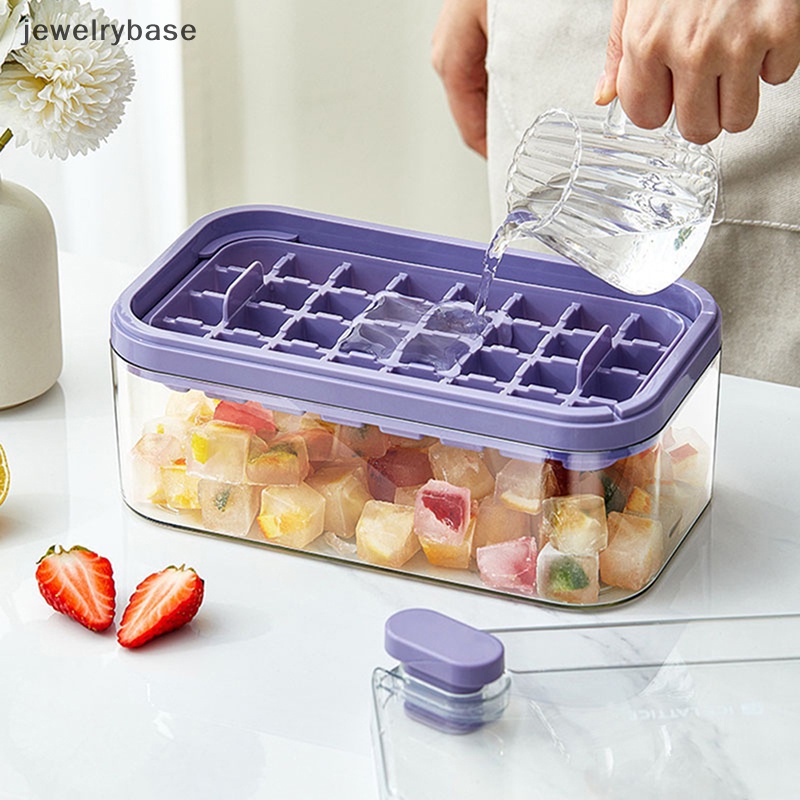 [jewelrybase] Press Type Ice Cube Tray Plastics Cetakan Es Beku32/64 Cetakan Cubes Tray Dengan Tutup Butik