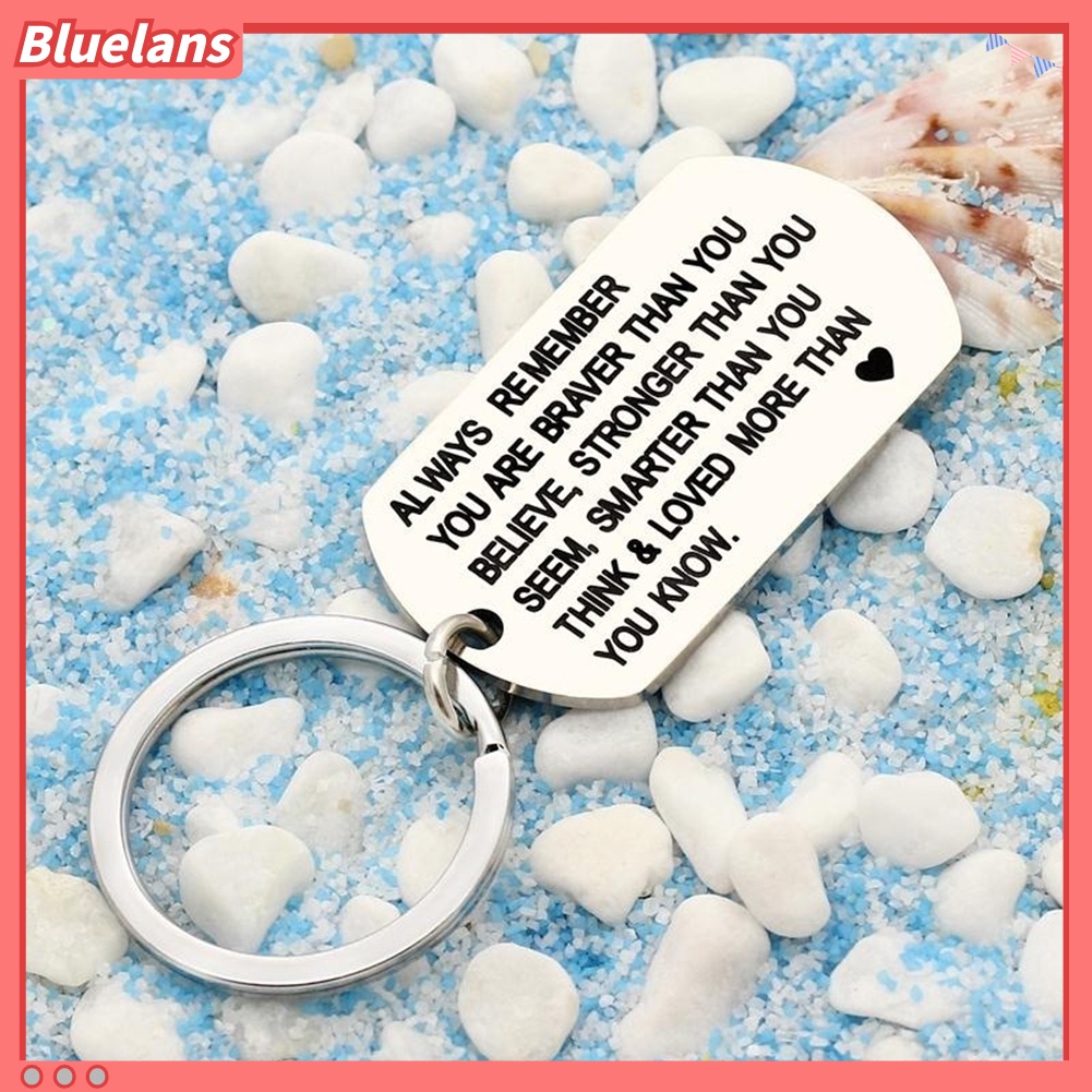 [BLS] 1pc Gantungan Kunci Stainless Steel Fashion Dog Tag Huruf Liontin Kalung Keyring