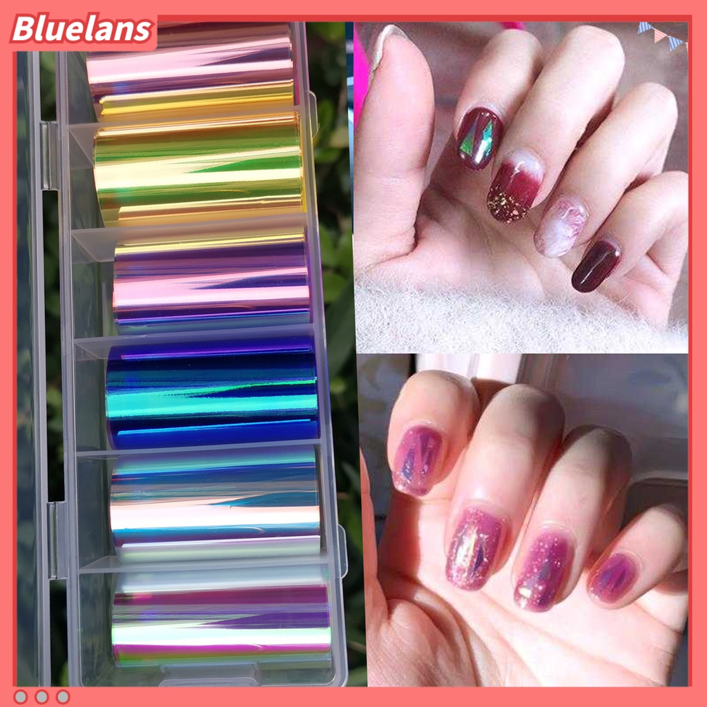 [BLM] 6pcs /Set Kertas Kuku Aurora DIY Transparent Cellophane Paper Korean Nail Glass Foils Untuk Wanita