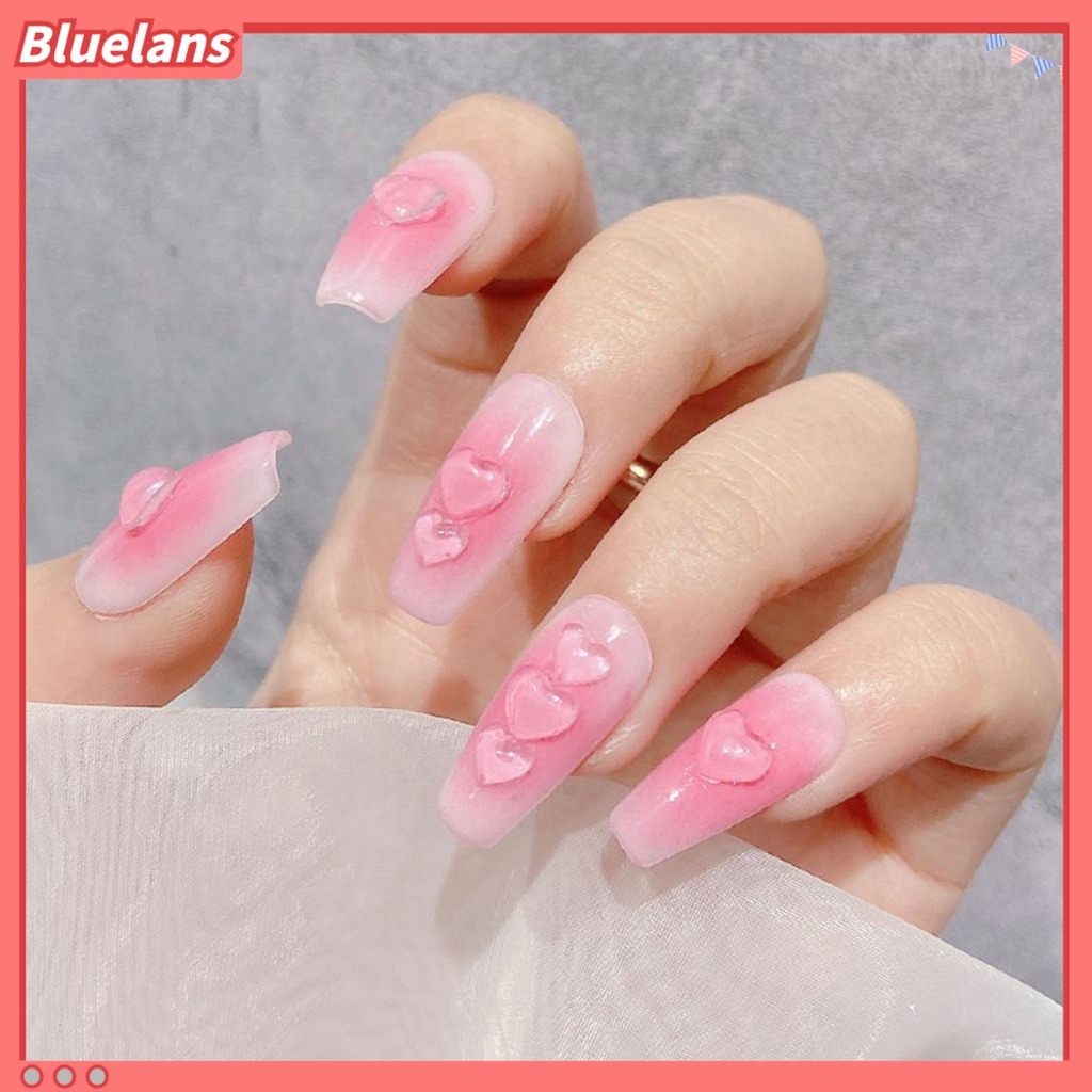 [BLM] 100pcs /Bag Aksesoris Kuku Fleksibel Pengerjaan Halus Resin 3D Bentuk Hati DIY Nail Art Charm Untuk Rumah