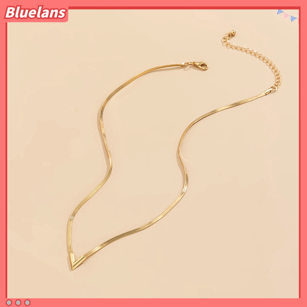 [BLS] Adjustable Dipanjangkan Rantai Oblate Pria Kalung Berbentuk V Pesona Choker Kalung Perhiasan Aksesoris